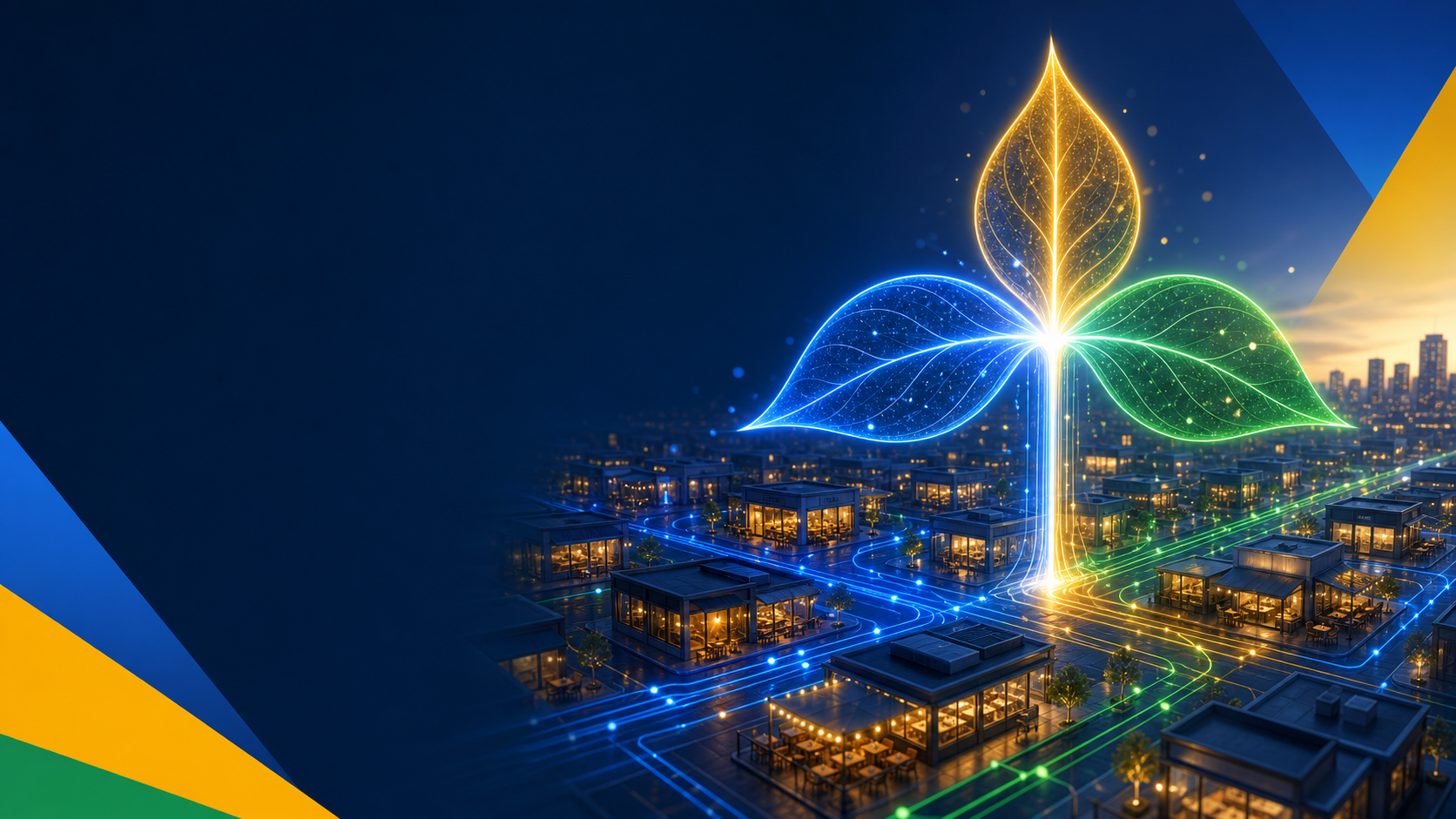 Abstract Trillium technology network connecting local businesses